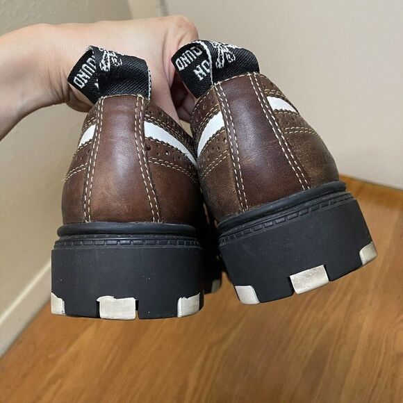 Vintage Y2K London Underground brown oxford wingtip lace up creeper shoes US 7.5 - Picture 4 of 11